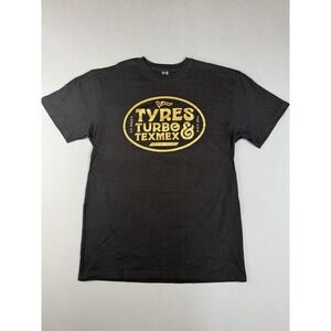 iD Men's Black Tyres Turbo & TexMex Austin Texas Graphic Crew Neck T-Shirt L